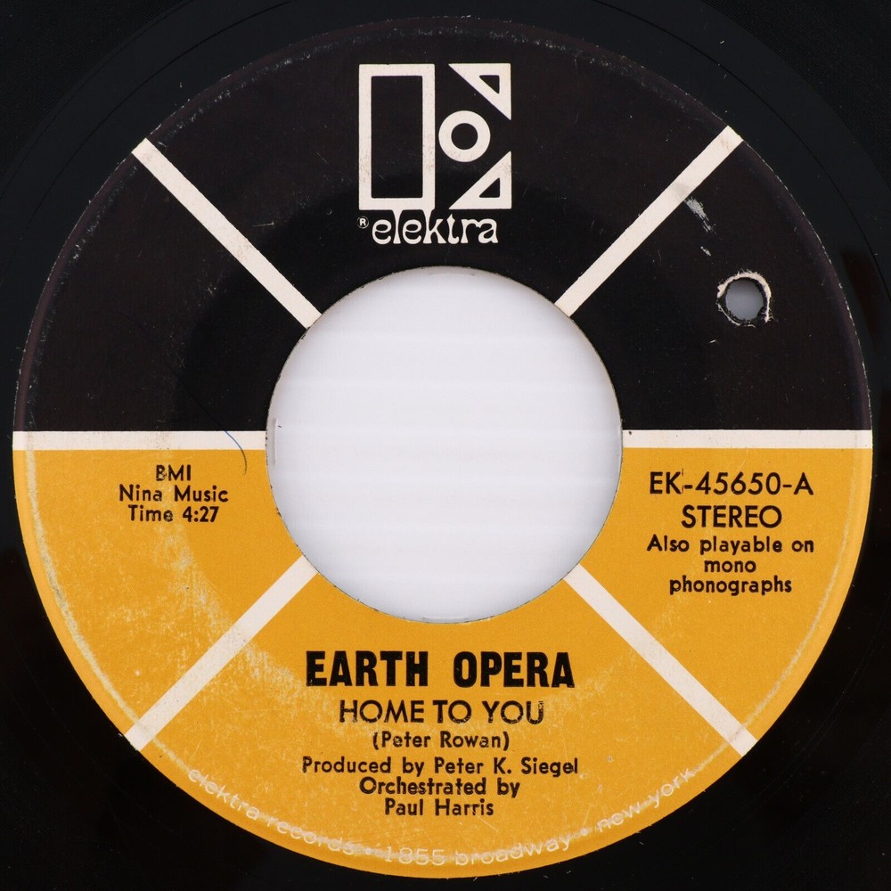 Earth Opera, Home To You/Alfie Finney 1969 Psyche 45 rpm Single Record EK-45650